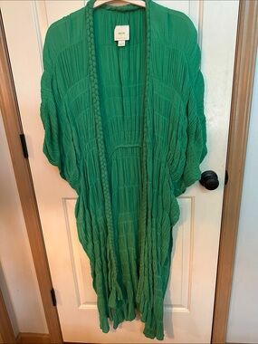 Maeve emerald Green Open-Front Duster Cardigan one size Anthropologie